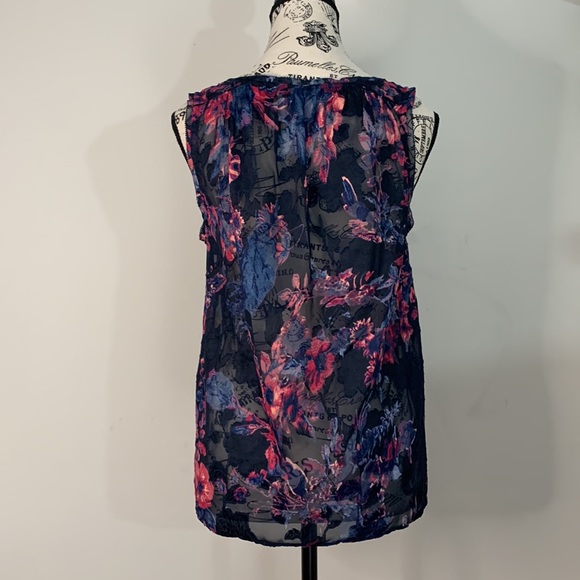 Sheer floral Lucky Brand sleeveless blouse Size:S - Picture 6 of 11